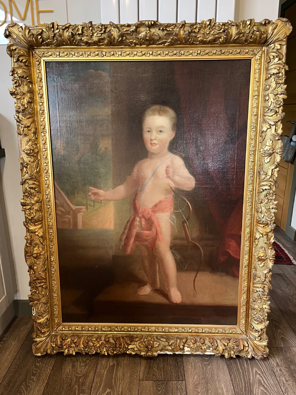 Huge cherub oil portrait 