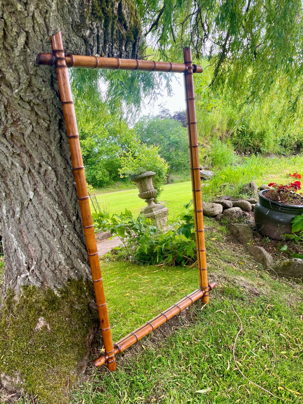Large french faux bamboo wall mirror  View VI