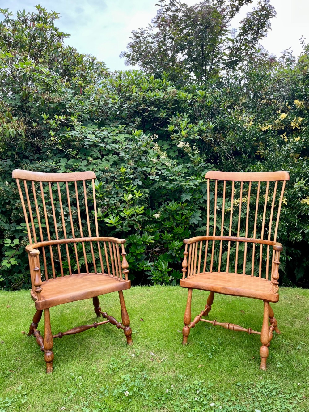 Matched pair Scottish Darvel Windsor chairs