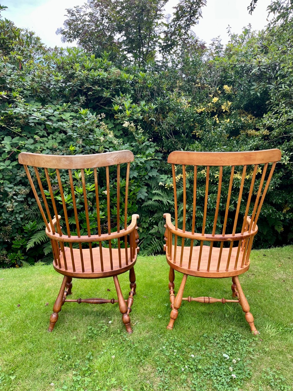 Matched pair Scottish Darvel Windsor chairs View VIII