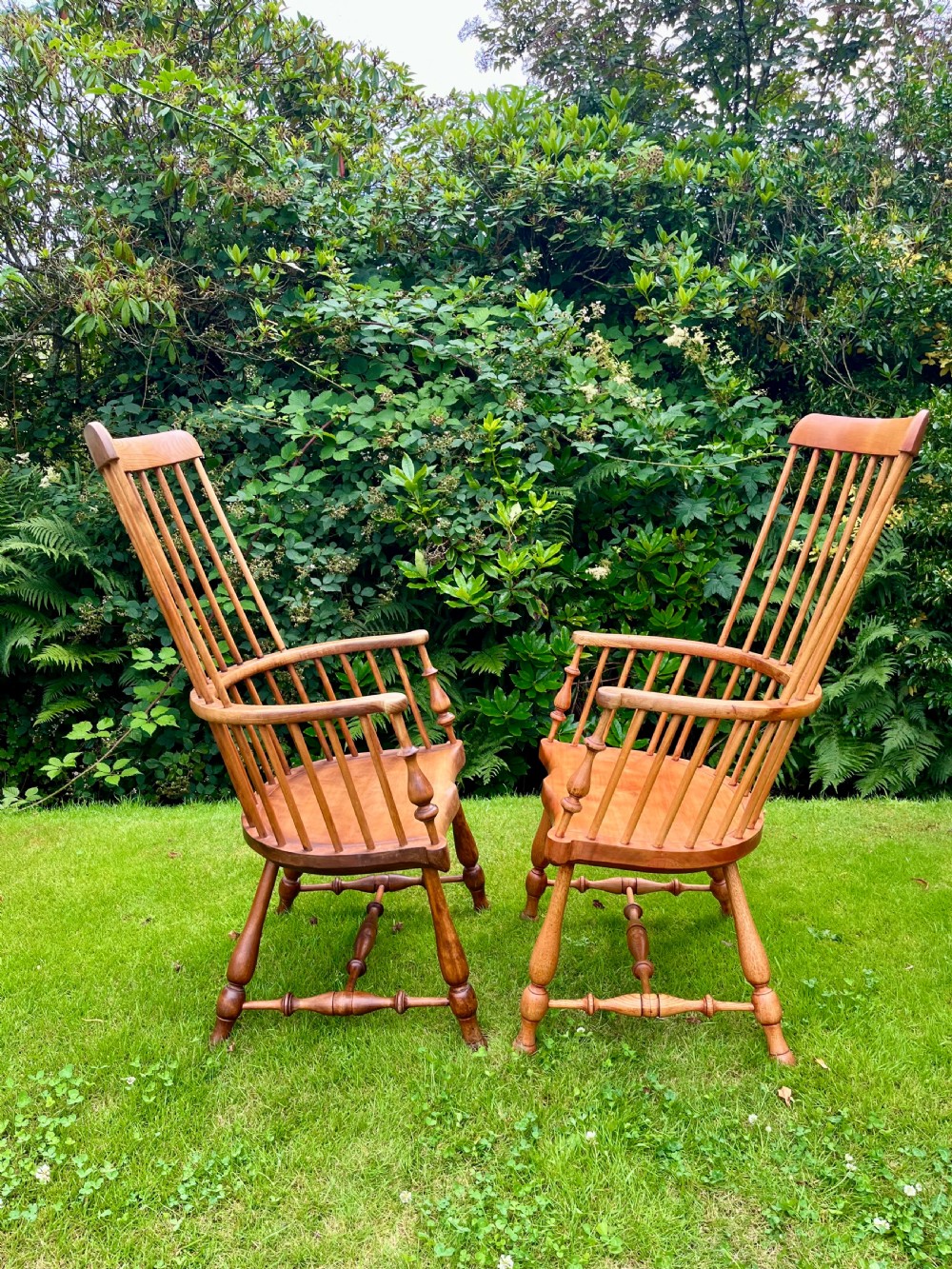 Matched pair Scottish Darvel Windsor chairs View X