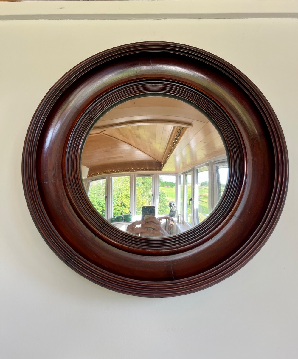 Small mahogany convex mirror  View II