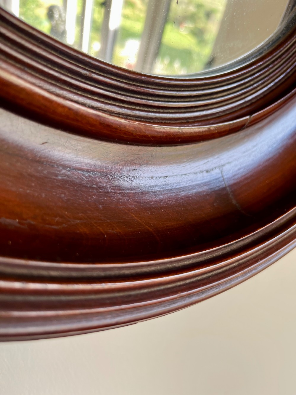 Small mahogany convex mirror  View III