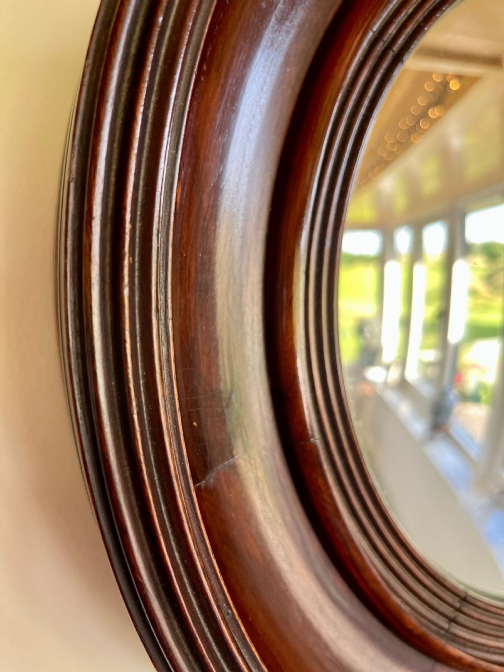 Small mahogany convex mirror  View V