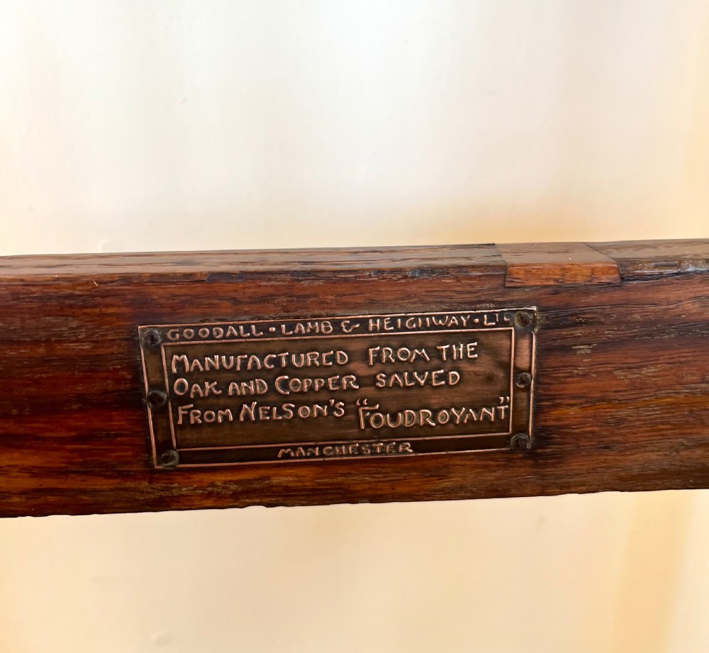 HMS Foudroyant oak and copper occasional table View V