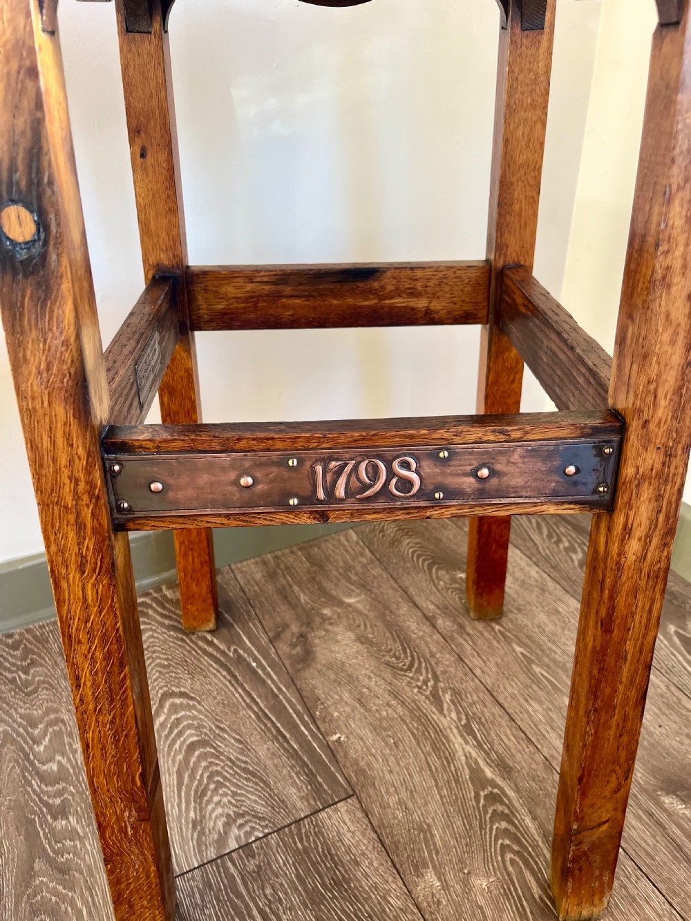 HMS Foudroyant oak and copper occasional table View VIII