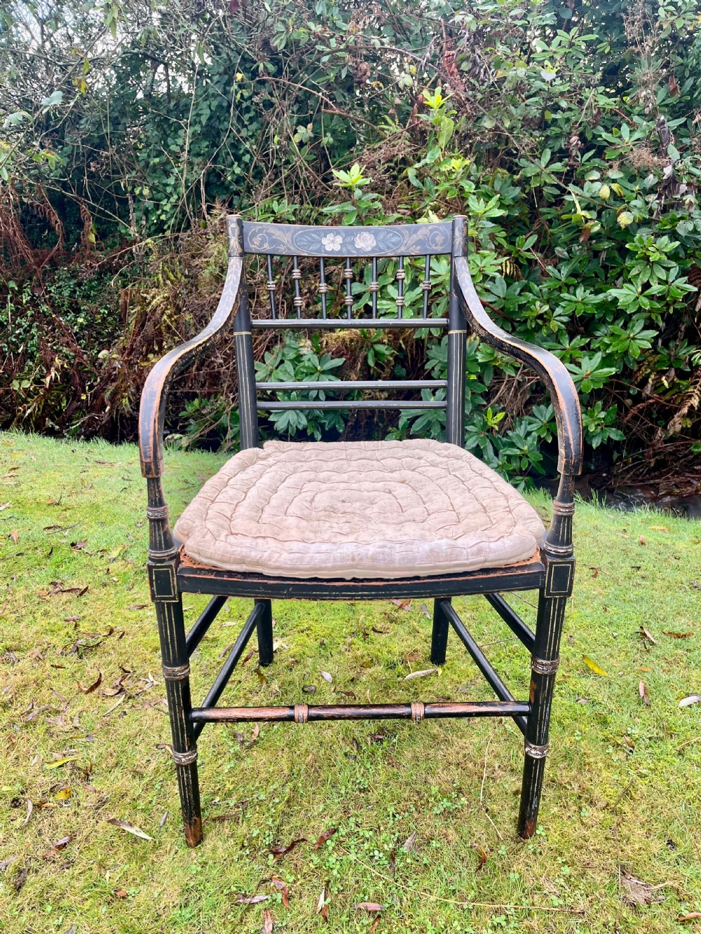 Regency painted open armchair 