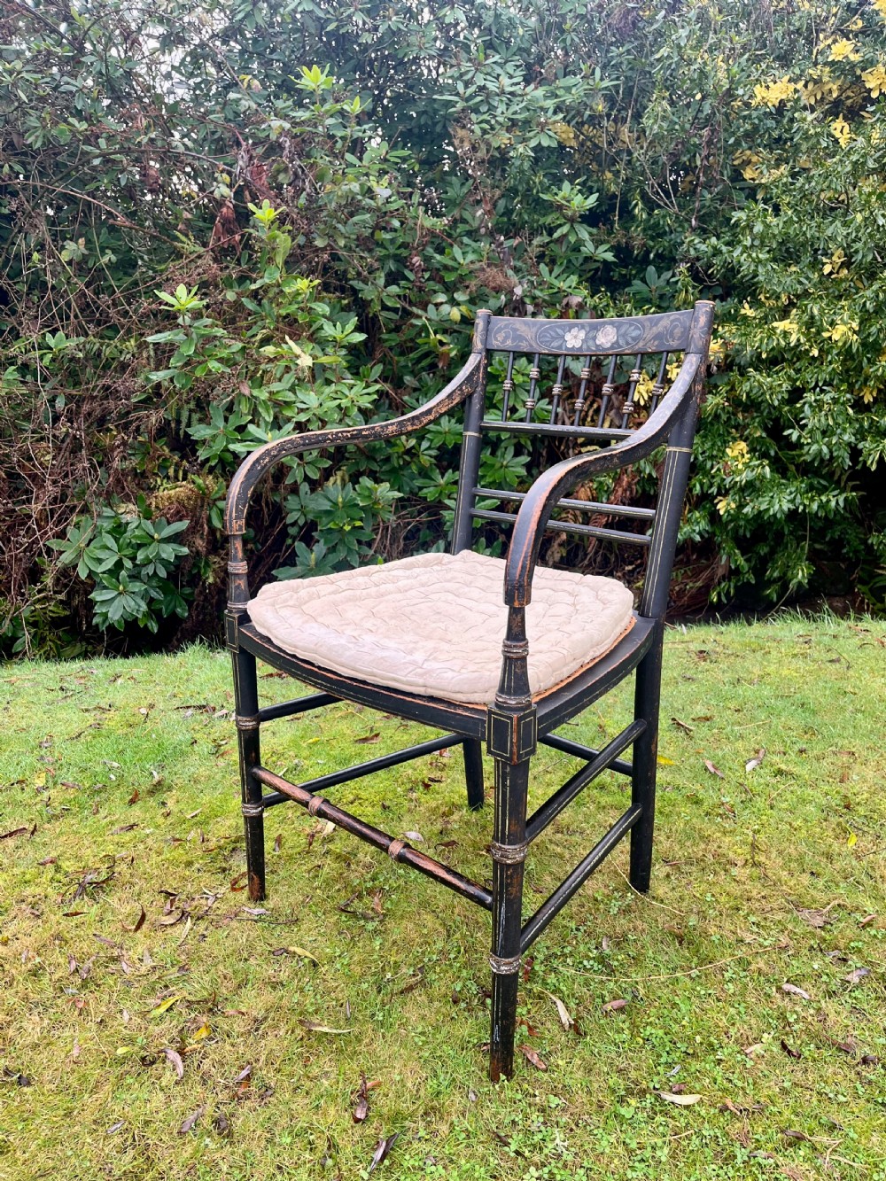 Regency painted open armchair  View II
