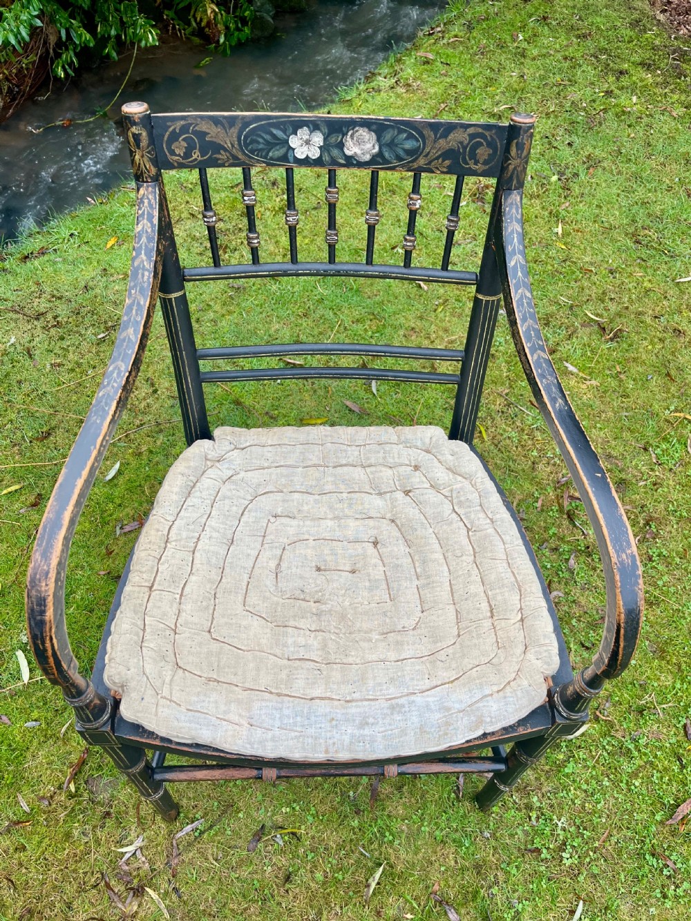 Regency painted open armchair  View VII