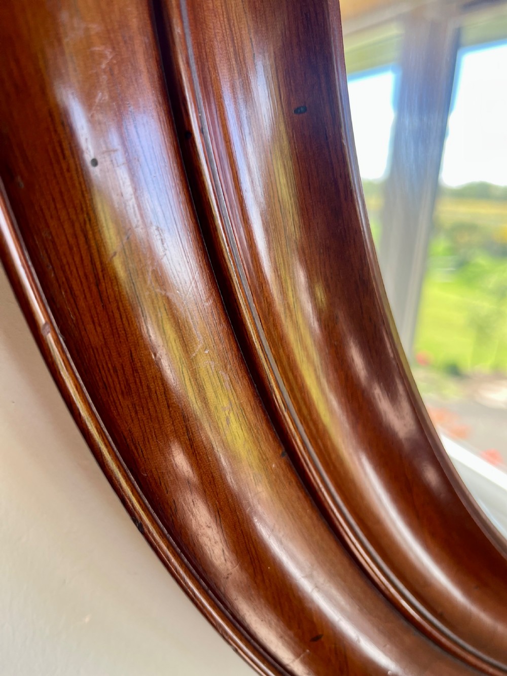 Large circular mahogany wall mirror  View III