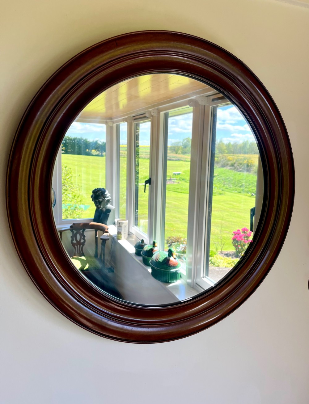 Large circular mahogany wall mirror  View IV