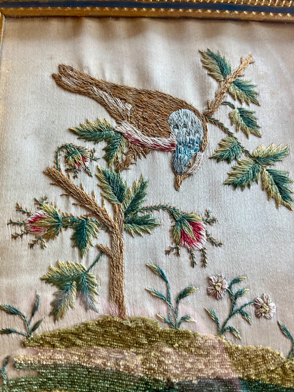 Five regency silkwork  embroidered pictures View III