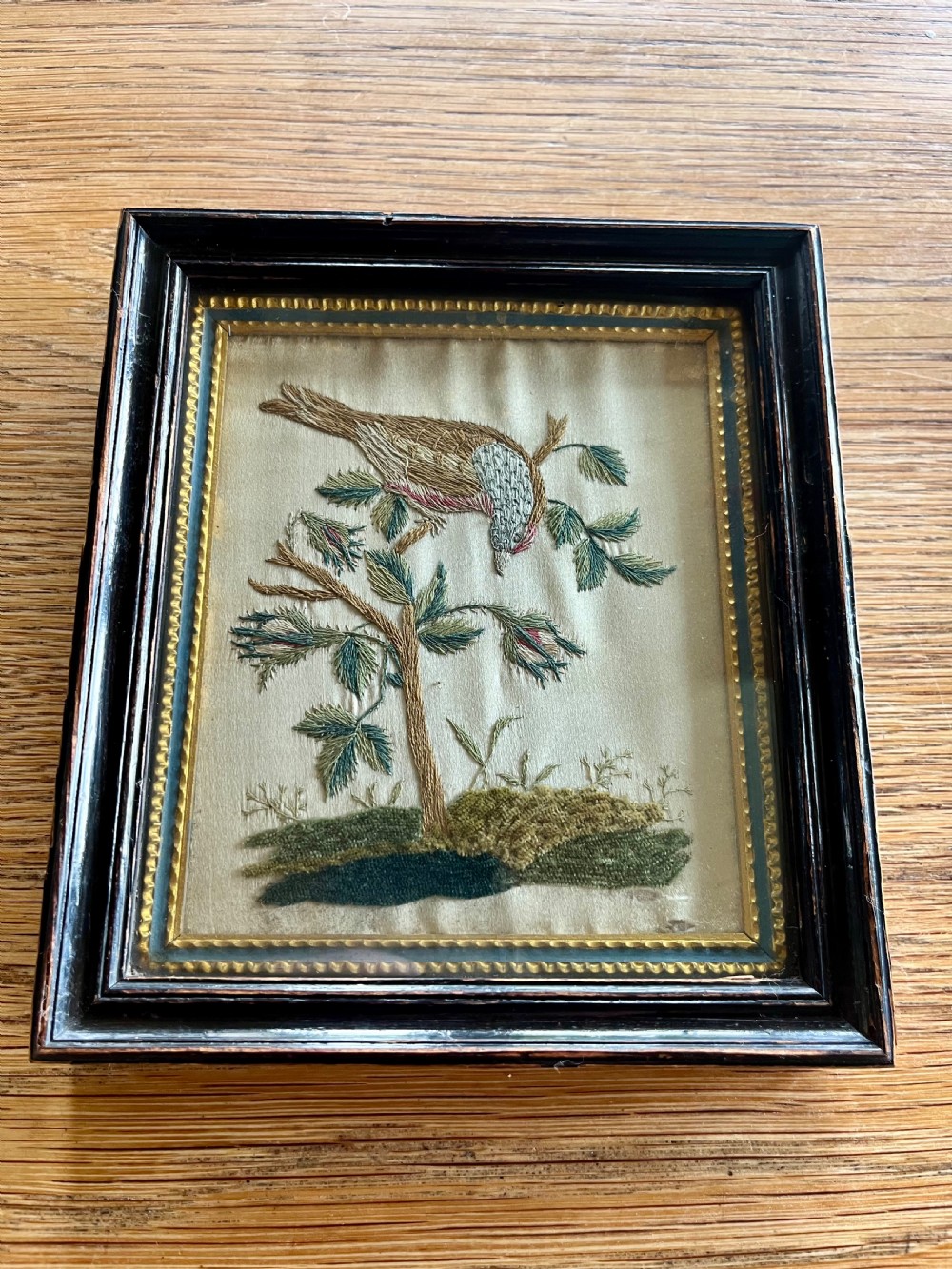 Five regency silkwork  embroidered pictures View V