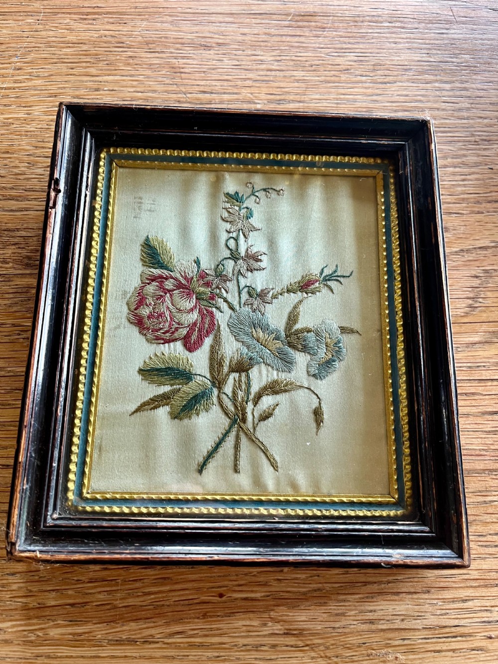Five regency silkwork  embroidered pictures View VI