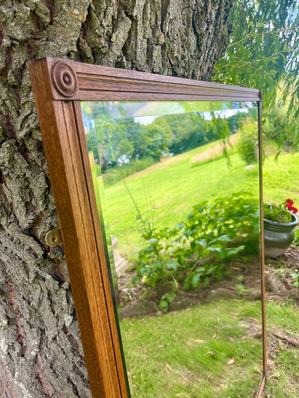 Large oak wall mirror View V