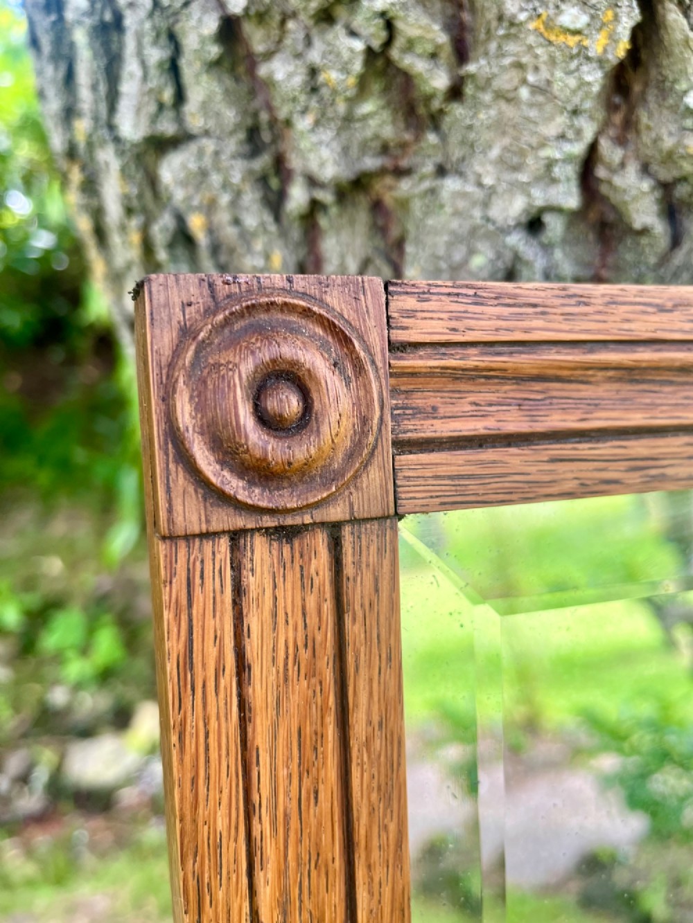 Large oak wall mirror View VII