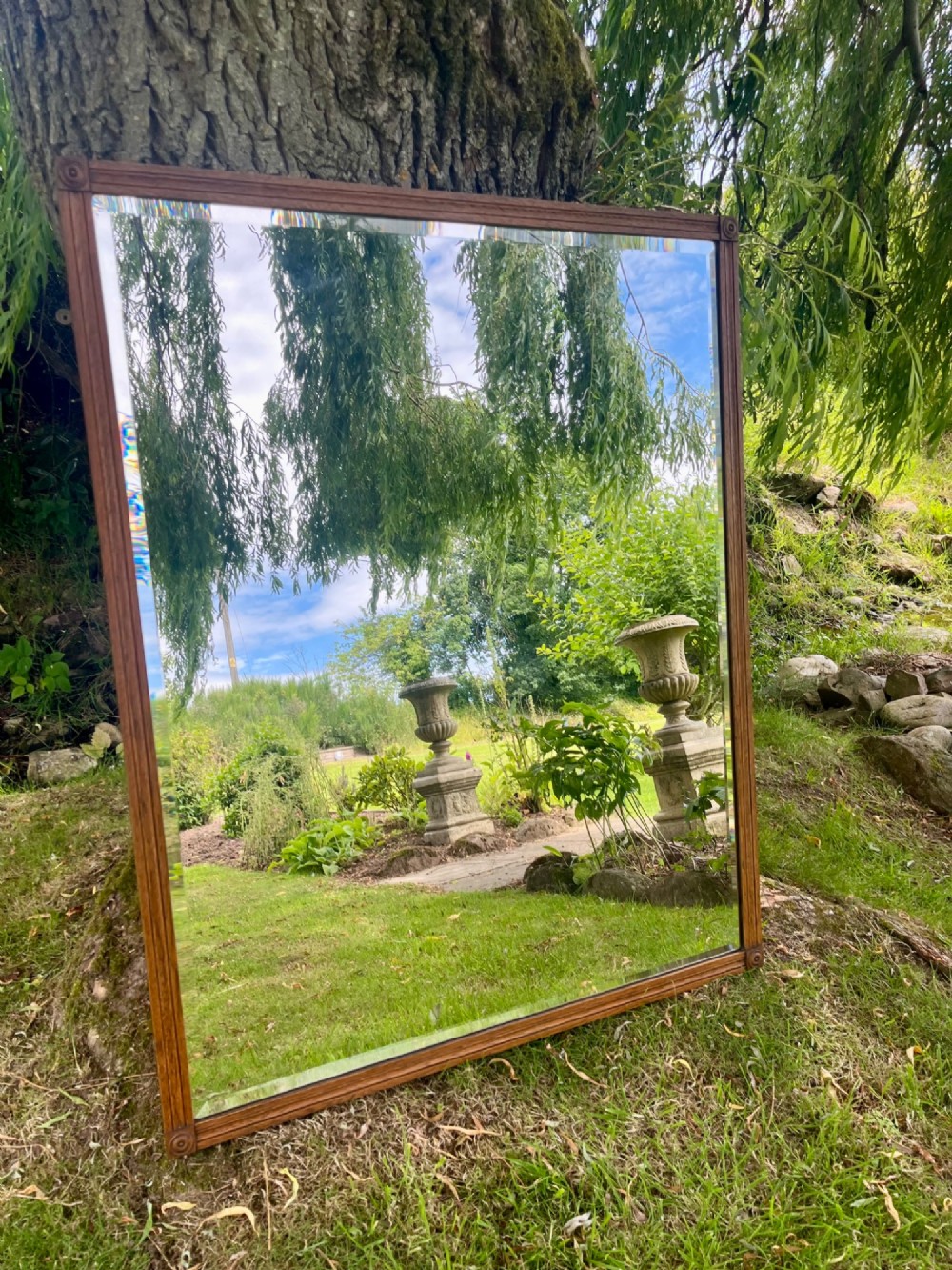 Large oak wall mirror View X