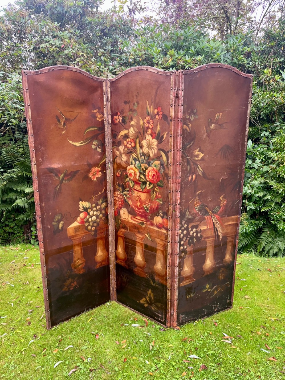 Hand painted leather screen
