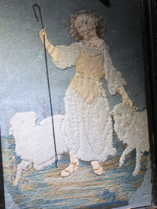FELTWORK PICTURE OF A SHEPHERDESS - ADDITIONAL PHOTO 1