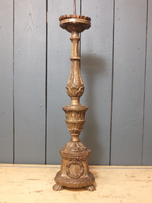 silver grey pricket stick candlestick - CATEGORY: ANTIQUE LIGHTING - DATED 19TH CENTURY