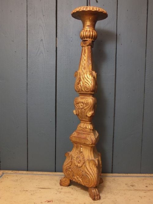 A LARGE GILDED CANDLESTICK - ADDITIONAL PHOTO 1