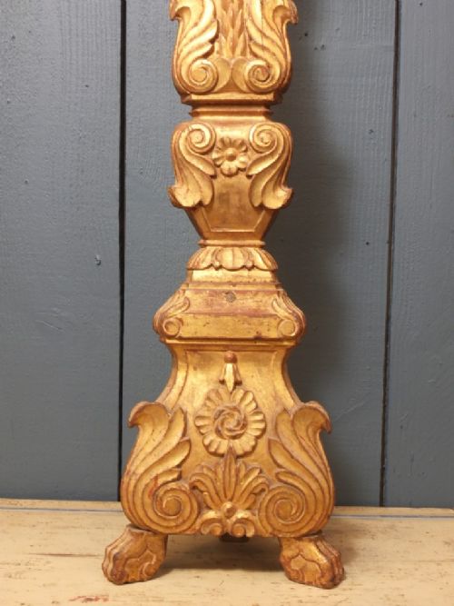 A LARGE GILDED CANDLESTICK - ADDITIONAL PHOTO 3