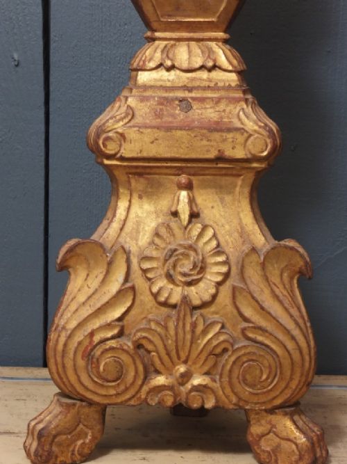 A LARGE GILDED CANDLESTICK - ADDITIONAL PHOTO 6