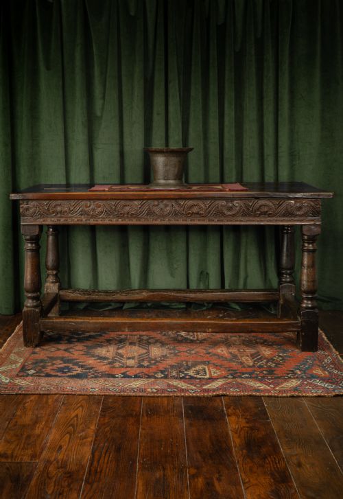 17th Century, Charles I, Carved Oak Table, Exeter, England, Circa 1630