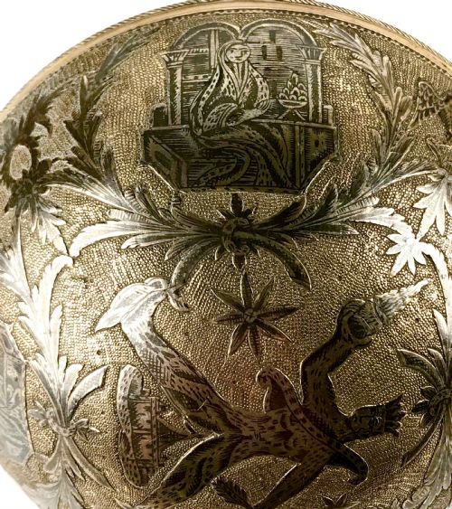 MAGNIFICENT SOLID SILVER GILT NIELLO BOWL 18TH CENTURY BALKANS OTTOMAN EMPIRE - ADDITIONAL PHOTO 1