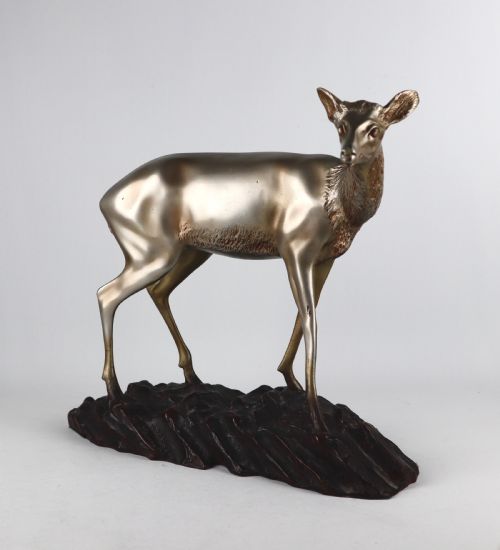 GEORGES LAVROFF DEER SILVERED BRONZE SCULPTURE ART DECO - ADDITIONAL PHOTO 1