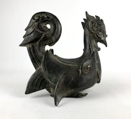 ANTIQUE CHINESE BRONZE PAIR OF HEAVY MANDARIN DUCKS QING DYNASTY 19TH CENTURY - ADDITIONAL PHOTO 4