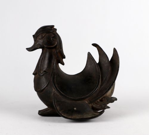 ANTIQUE CHINESE BRONZE PAIR OF HEAVY MANDARIN DUCKS QING DYNASTY 19TH CENTURY - ADDITIONAL PHOTO 8