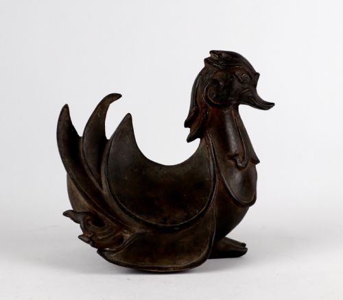 ANTIQUE CHINESE BRONZE PAIR OF HEAVY MANDARIN DUCKS QING DYNASTY 19TH CENTURY - ADDITIONAL PHOTO 9