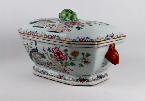 MAGNIFICENT CHINESE 18TH CENTURY PORCELAIN DOUBLE PEACOCK TUREEN FAMILLE ROSE QIANLONG - ADDITIONAL PHOTO 4