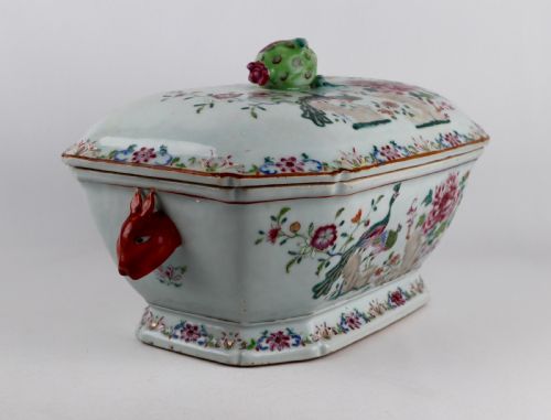 MAGNIFICENT CHINESE 18TH CENTURY PORCELAIN DOUBLE PEACOCK TUREEN FAMILLE ROSE QIANLONG - ADDITIONAL PHOTO 5