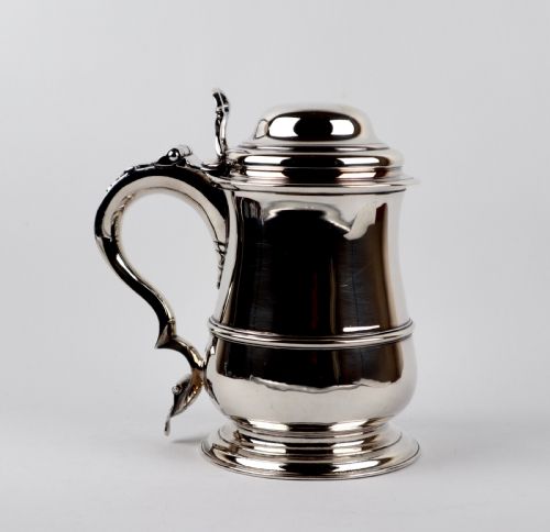 RARE GEORGIAN SOLID SILVER STERLING LIDDED TANKARD SAMUEL WOOD LONDON 1742 - ADDITIONAL PHOTO 1