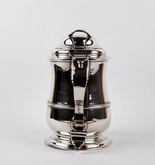 RARE GEORGIAN SOLID SILVER STERLING LIDDED TANKARD SAMUEL WOOD LONDON 1742 - ADDITIONAL PHOTO 2