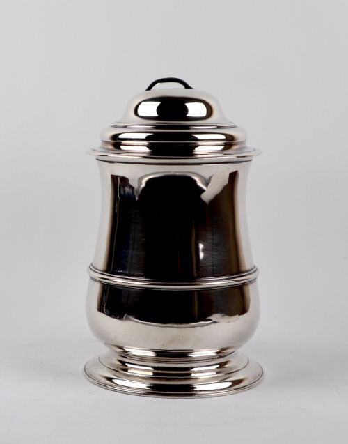 RARE GEORGIAN SOLID SILVER STERLING LIDDED TANKARD SAMUEL WOOD LONDON 1742 - ADDITIONAL PHOTO 3
