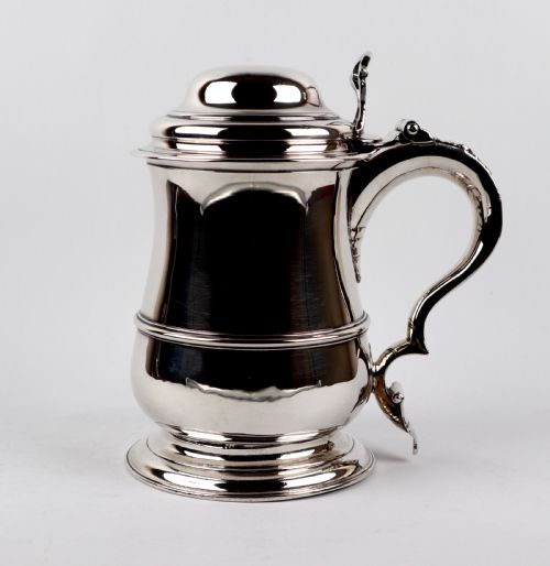 RARE GEORGIAN SOLID SILVER STERLING LIDDED TANKARD SAMUEL WOOD LONDON 1742 - ADDITIONAL PHOTO 5