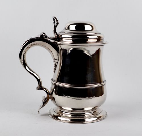 RARE GEORGIAN SOLID SILVER STERLING LIDDED TANKARD SAMUEL WOOD LONDON 1742 - ADDITIONAL PHOTO 6