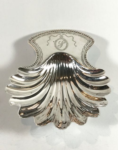 MODERN PAIR SOLID SILVER STERLING SCALLOP BUTTER DISHES LONDON - ADDITIONAL PHOTO 2