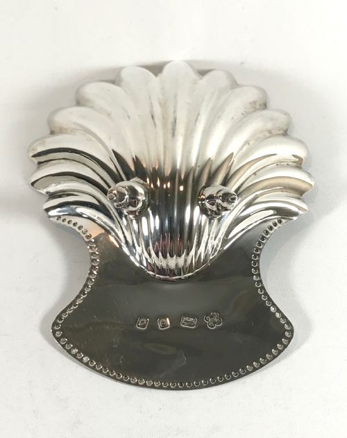 MODERN PAIR SOLID SILVER STERLING SCALLOP BUTTER DISHES LONDON - ADDITIONAL PHOTO 3