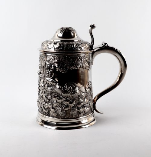 RARE GEORGIAN SOLID SILVER STERLING LIDDED TANKARD MATTHEW WEST DUBLIN 1775 - ADDITIONAL PHOTO 1
