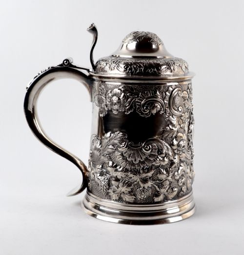 RARE GEORGIAN SOLID SILVER STERLING LIDDED TANKARD MATTHEW WEST DUBLIN 1775 - ADDITIONAL PHOTO 2