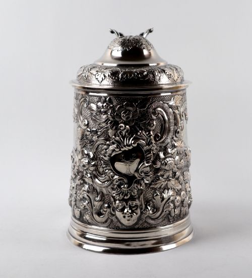 RARE GEORGIAN SOLID SILVER STERLING LIDDED TANKARD MATTHEW WEST DUBLIN 1775 - ADDITIONAL PHOTO 6