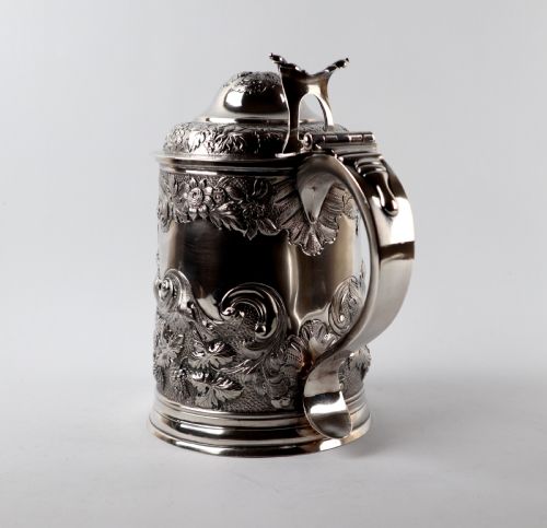 RARE GEORGIAN SOLID SILVER STERLING LIDDED TANKARD MATTHEW WEST DUBLIN 1775 - ADDITIONAL PHOTO 9