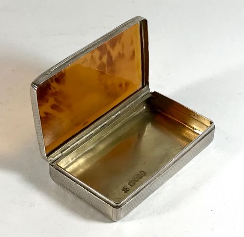 ANTIQUE SOLID SILVER STERLING AND TORTOISESHELL TABLE SNUFF BOX WILLIAM IV LONDON 1836 - ADDITIONAL PHOTO 2