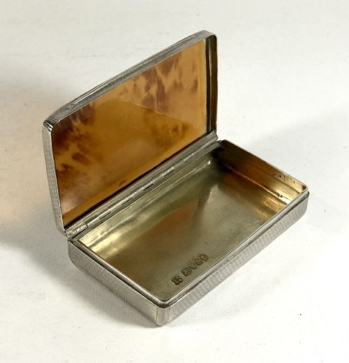 ANTIQUE SOLID SILVER STERLING AND TORTOISESHELL TABLE SNUFF BOX WILLIAM IV LONDON 1836 - ADDITIONAL PHOTO 3