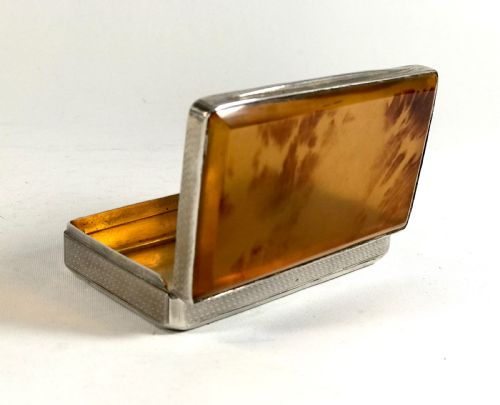 ANTIQUE SOLID SILVER STERLING AND TORTOISESHELL TABLE SNUFF BOX WILLIAM IV LONDON 1836 - ADDITIONAL PHOTO 5