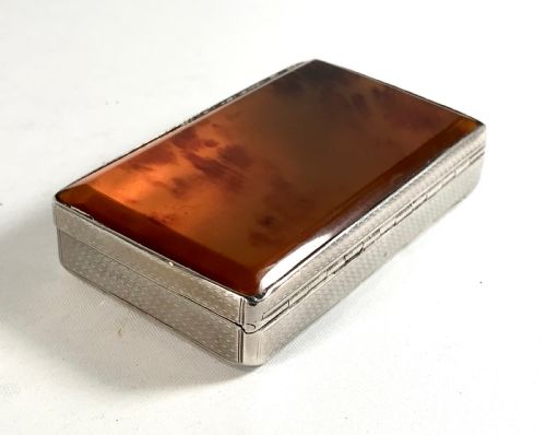 ANTIQUE SOLID SILVER STERLING AND TORTOISESHELL TABLE SNUFF BOX WILLIAM IV LONDON 1836 - ADDITIONAL PHOTO 9